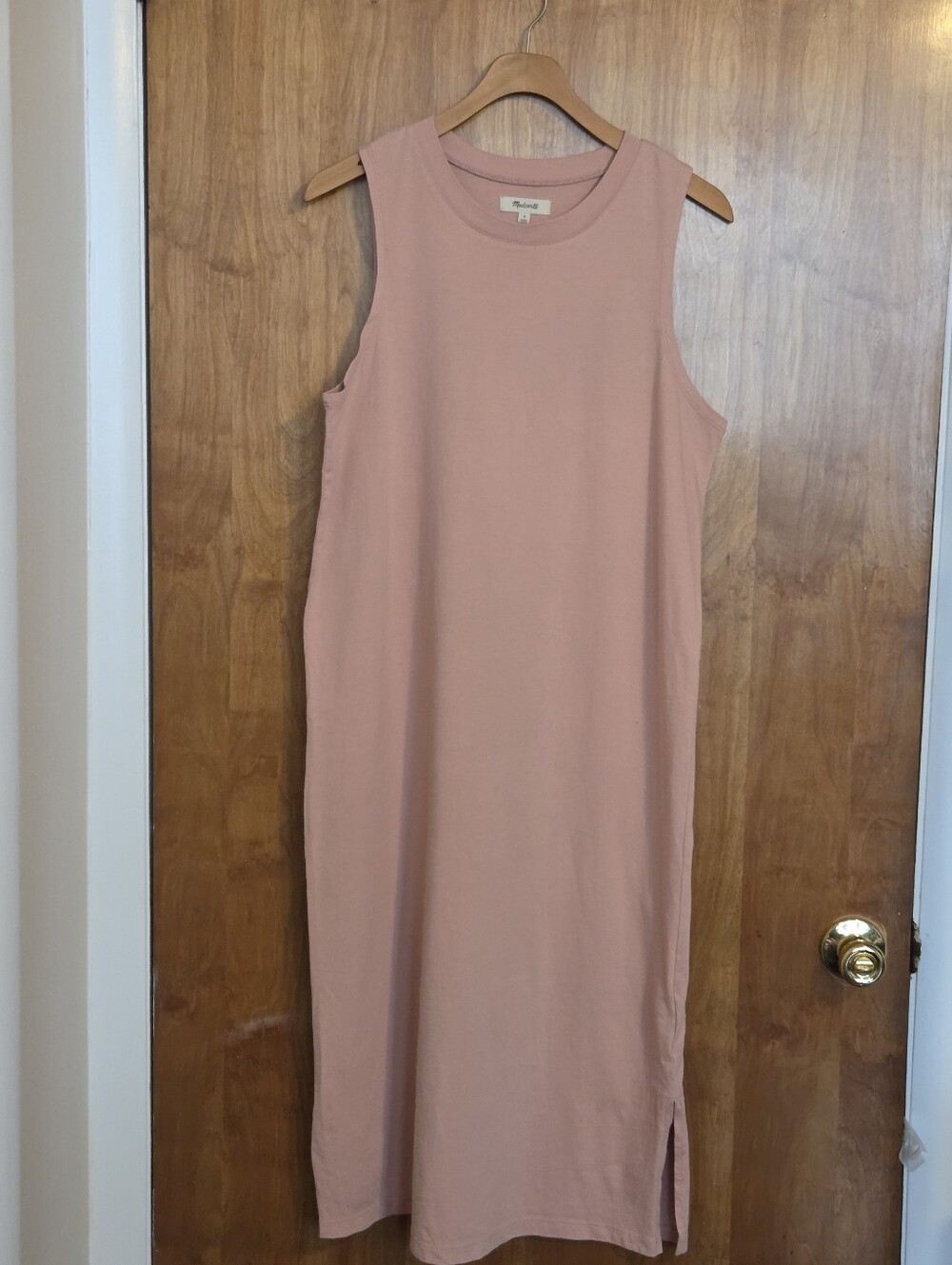 Madewell Sleeveless Midi Tank Dress in Dusty Rose Pink